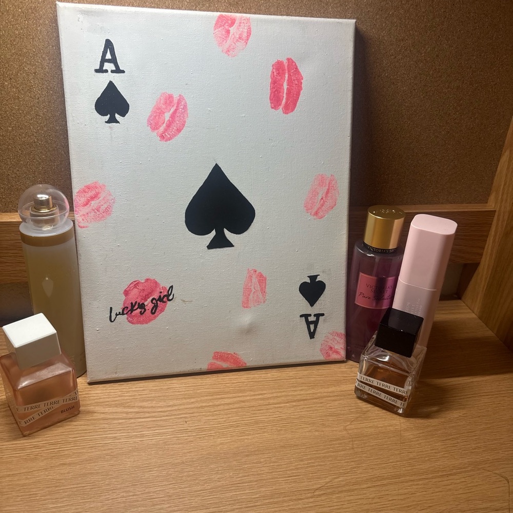 Ace of Spades Canvas Art with Pink Accents